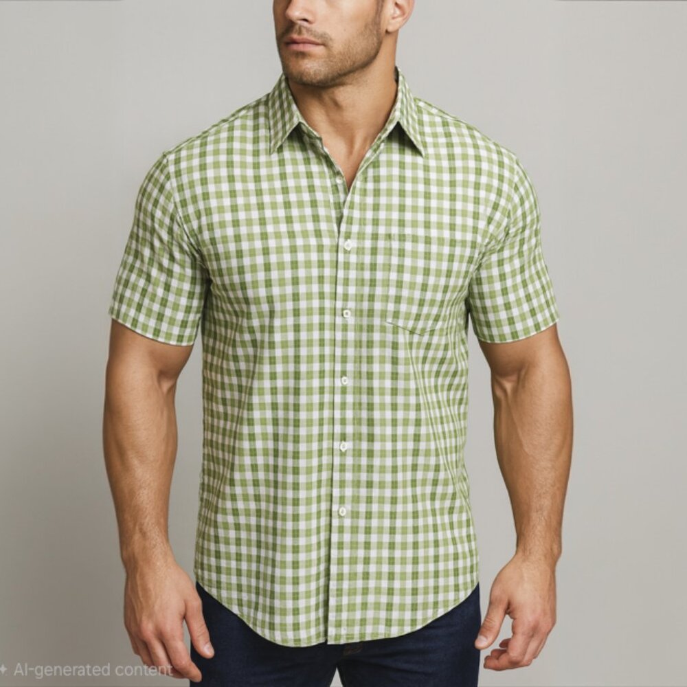 James Tattersall Button-Down Short Sleeve Checkered Shirt